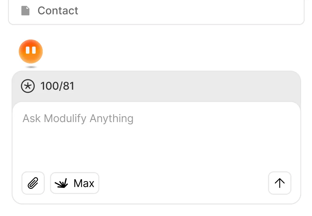 A chat message asking Modulify to change a section of the page